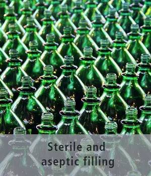bottles in the sterile filling plant