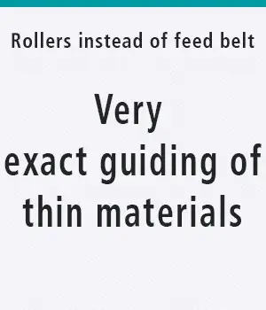 Very exact guiding of thin materials